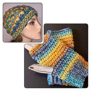 HANDMADE with ❤️. Crochet  Fall winter beanie HAT & fingerless gloves